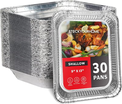 Wegwerp Aluminium Bakvormen - Folie Bakplaten - Bakken en Serveren - Zwaar Uitvoering - 30 Stuks 9x13 - Zilver