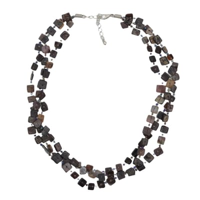 Behave - Ketting Dames - Schelp - Donker Bruin Zwart - 43 cm
