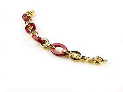 model Marilyn Monroe armband in brons goudkleurige schakels met roze resin