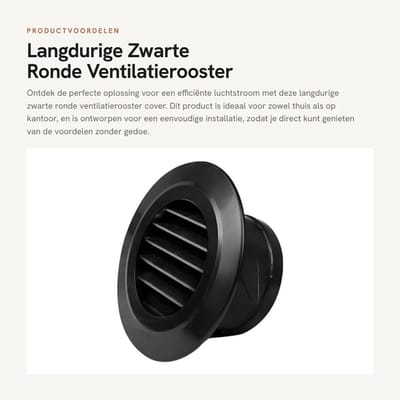 Dailygoods- Ventilatierooster Zwart 100MM - Ronde Afdekking - Eenvoudige Installatie - Duurzaam ABS Kunststof - Afneembaar Paneel - Efficiënte Luchtstroom - Luchtrooster