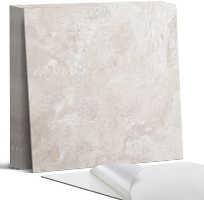Coloray Wandpanelen Zelfklevend - Natuursteenpatroon Zelfklevende Wandpanelen - 50 cm x 50 cm - Romig Wandpaneel PVC - 5 stuks - Texturen Wandpanelen Zelfklevend - Keuken Wandpanelen - Wandpanelen Badkamer