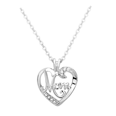 Lumici® | Mama Ketting v7 - Witte Zirkonia - Ketting voor Mama - Mom Necklace - Hart - Hartje - Heart - Cadeau Voor Vrouwen - Mama - Mam - Ma - Kado - Moederdag Cadeau - Valentijn - Liefde - Verrassing
