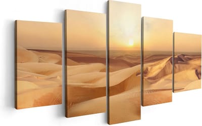 Artaza Canvas Schilderij Vijfluik Woestijn bij Zonsondergang in de Sahara - 100x50 - Foto Op Canvas - Canvas Print