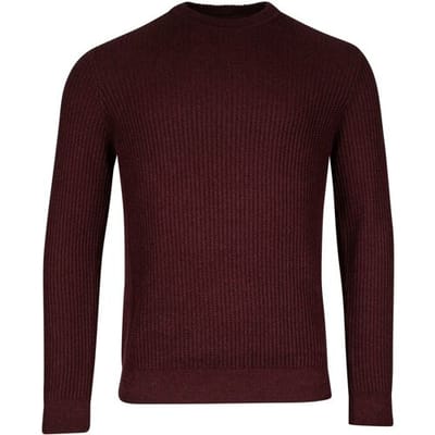 Baileys Trui Crew Neck Uni Color Allover Structure Knit Aubergine / male