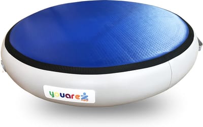 AirSpot - AirTrack Pro 100cm dia 20cm hoog | Turnmat gymnastiek - Carbon air spot rond | YouAre 1m ronde spring mat met voetpomp
