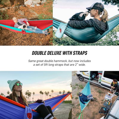 Dubbele Hangmat - Kampeerhangmat Outdoor - Ontspannen Buiten - Inclusief Ophangset - 3.25 x 1.98 Meter - Groen Kaki