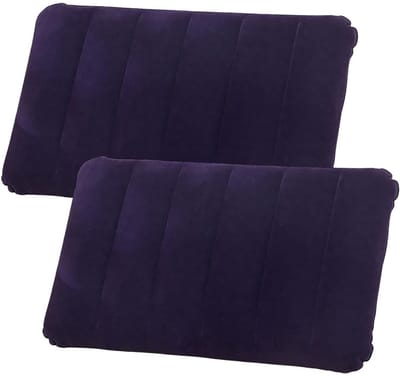 Dailygoods- Opblaasbaar Kussen Set van 2 - Zacht Fluweel - Vlekbestendig - Voor Strand/Kamperen - 30x47cm - Duurzaam PVC - Reis Kussen