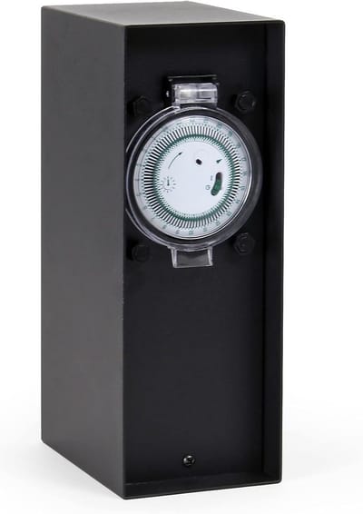 Tuinkast met 2 Stopcontacten en Timer - RVS