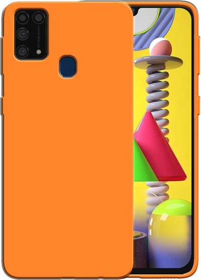 Smartphonica Siliconen hoesje voor Samsung Galaxy M31 case met zachte binnenkant - Oranje geschikt voor Samsung Galaxy M31