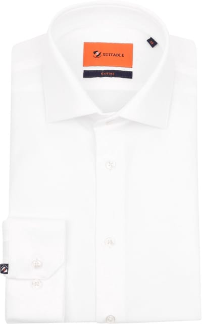 Suitable Overhemd Knitted Piqué Wit - Maat 39 - Heren - Casual Shirt