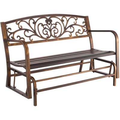 VEVOR Tuinbank Tuinmeubelen Banken 127 cm 250 kg Draagvermogen, Terrasbank met Metalen Frame van Koolstofstaal, Balkonbank met Armleuningen, Verandabank voor Tuin Park Tuin Terras, Antiek Brons