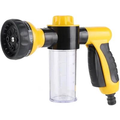 Multifunctionele Verstelbare Modus Waterpistolen Mondstuk Slangring Tuinbewatering Straalsproeier Met Schuimcontainer Meststoffen Gereedschap geel