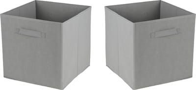 Urban Living Opbergmand Square Box - 2x - karton/kunststof - 29 liter - grijs - 31 x 31 cm - Vakkenkast