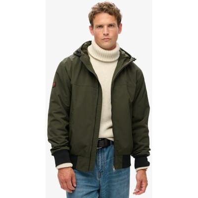 Superdry Surplus Nylon Bomberjack met Capuchon Groen Grootte: L