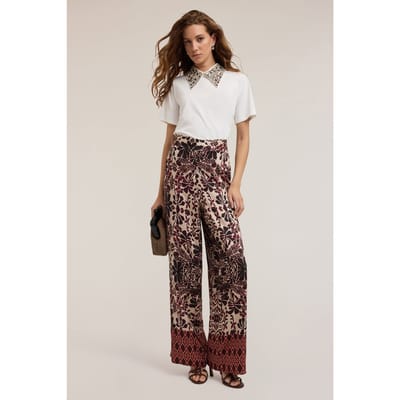 Motivi Boho Print Palazzo Trousers Brown Maat: XS | Wijde Broeken Outlet | Dames | Bruin