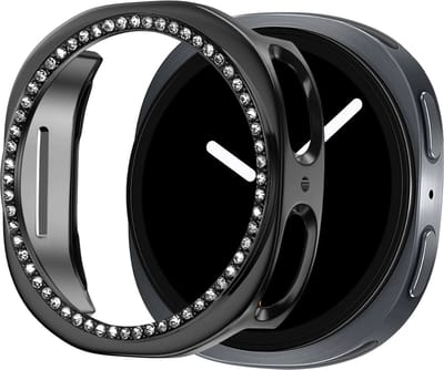 Bandz PC hard case hoesje met diamantjes - geschikt voor Samsung Galaxy Watch 9/8 - 40mm - beschermhoes van hard plastic - semi cover (zwart)