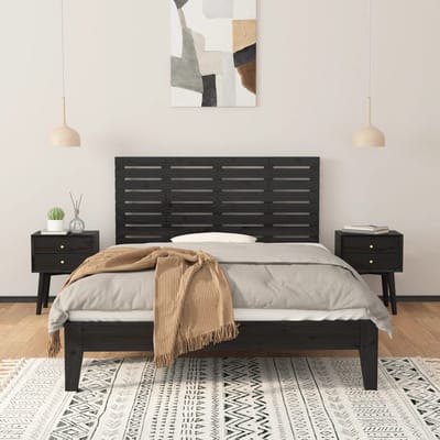 vidaXL - Hoofdbord - wandmontage - 146x3x63 - cm - massief - grenenhout - zwart