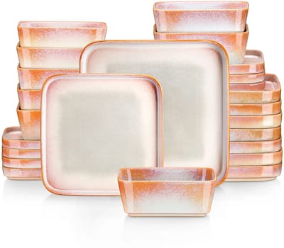Luxe Serviesset – 24 delig – 8 persoons – Porselein - Bordenset – Dinner platen – Dessertborden - Kommen - Roze