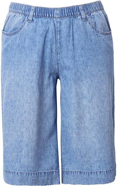 Laurasøn - Dames - Linnen broek wijde pijp elastische tailleband - Gebleekt denim - Maat 54