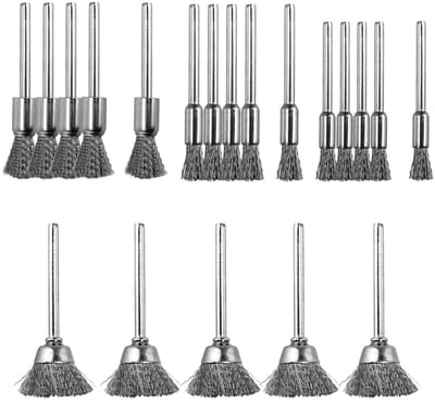 Stalen Borstel Set voor Boormachine - 20 Stuks Draadborstels - 4 Maten - Snoerloze Schroevendraaier - Polijsten - Schuren - Vuilverwijdering