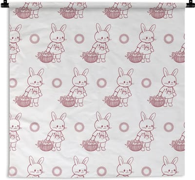 Wandkleed - Wanddoek - Konijnen - Patronen - Dieren - Cartoon - 180x180 cm - Wandtapijt