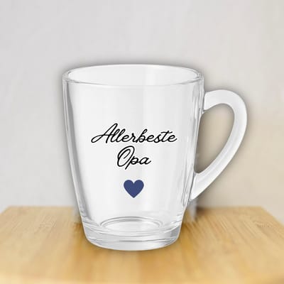 Cadeau voor opa verjaardag – Glazen theemok met tekst “Allerbeste opa” – Cadeau voor opa – 300ml