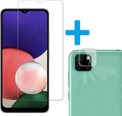 Display Bescherming Schermprotector Tempered Glass Screen Protector + Camera lens Beschermer Geschikt voor: Samsung Galaxy A22 5G