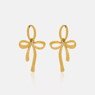 Cliste Couture - Bow Oorbellen Set met Zirkonia - Sieraden - Oorbellen Dames - Verguld - Oorbellen - Goud