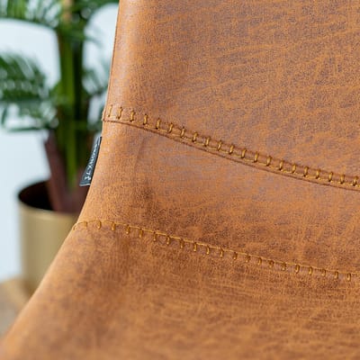Bronx71® Industriële barkruk Mikky cognac leer 68 - 79 cm - Barkrukken set van 2 - barstoel