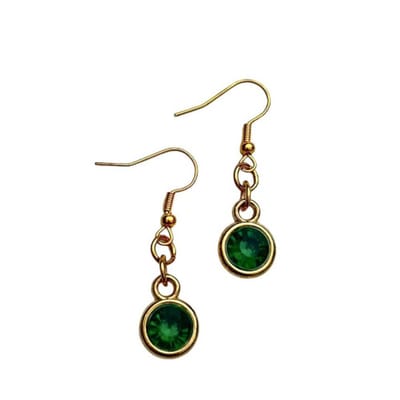 2 Love it Bling - Oorbellen - Lengte 4 cm - Stainless steel - Donker groen - Goudkleurig