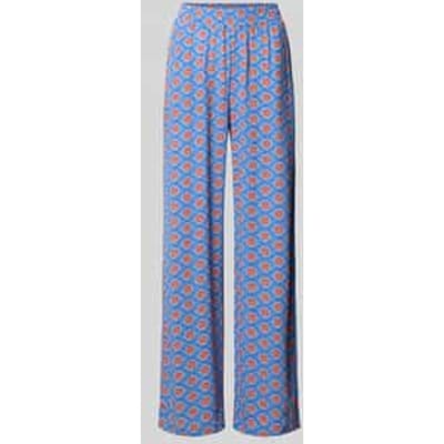 wide fit stoffen broek van pure viscose met all-over motiefprint