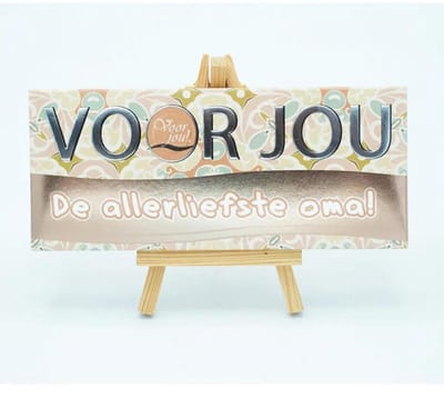 Wensreep Chocolade – Fairtrade Belgische Melkchocolade 70g – Cadeau met Tekst De allerliefste oma