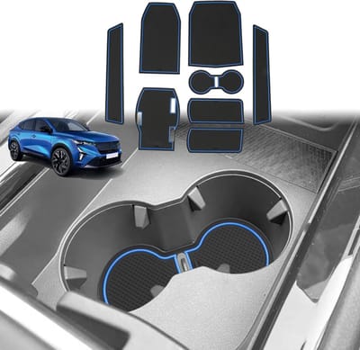 Non-slip rubber matten voor Rafale 2025 - Center console, bekerhouder en deur naad accessoires (blauw)
