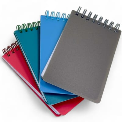 Allecto - Pocket Notitieboek - 4-delige set - Robuuste kunststof cover - 12,5 x 7,5 cm - Gelinieerd notitieblok - Ideaal voor kantoor en school