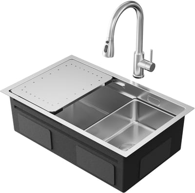 CECIPA max Spoelbak RVS 70x44CM - Spoelbak Keuken Met Uittrekbare Uitloop Keukenkraan - Multifunctionele Spoelbak - Spoelbak Met Afdruiprek - Spoelbakken Keuken - Wasbak Keuken - RVS