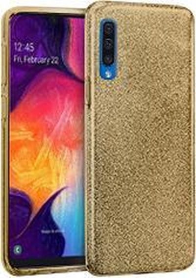 HB Hoesje Geschikt voor Samsung Galaxy A50 en A30s - Glitter Back Cover - Goud