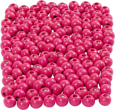 Houten Kralen, d 5 mm, gatgrootte 1,5 mm, ca. 150 stuk, roze, 150 stuk, 6 gr