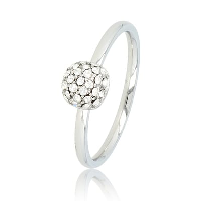 My Bendel - Ring Zilverkleurig met Witte Zirkonia Steentjes - Zilverkleurige Ring met Zirkonia - Minimalistisch Stainless Steel Design - met Luxe Cadeauverpakking | Sieraden Voor Dames | Maat 16.00 Mm / Maat 50