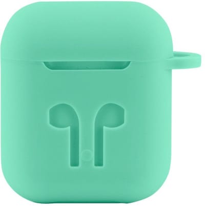 Case cover - Apple Airpods - mintgroen siliconen - met musketon