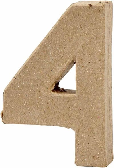 Cijfer, 4, H: 10 cm, B: 6,8 cm, dikte 1,7 cm, 1 stuk