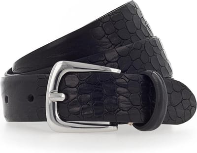 b.belt Leren Riem Charlisa Silver Belt W100 Black Zwart