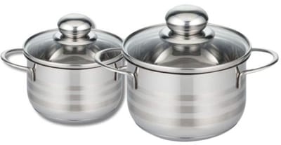 Set van 2 kookpannen 14 en 16 cm van roestvrij staal zonder PFAS Elo Brillant