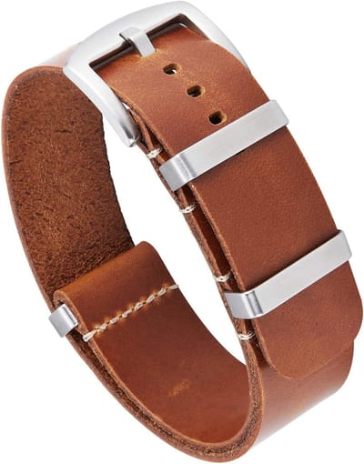 Leren Horlogeband van Crazy Horse - Vervangende Horlogeband voor Mannen en Vrouwen, 21mm, Lichtbruin met Zilveren Gesp, Duurzaam en Stijlvol Accessoire
