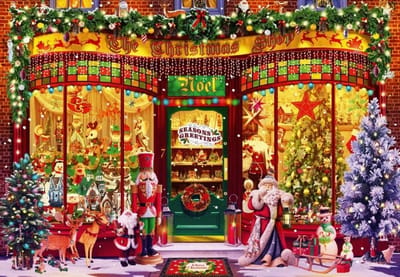 Bluebird Puzzle legpuzzel Festive Shop - 1000 stukjes kleurrijk speelgoed.