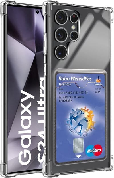 Hoesje Geschikt Voor Samsung Galaxy S24 Ultra- met pashouder - Shockproof case - Arara backcover - transparant