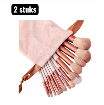 2 set(26 stuks) - Cosmetica - Make-up Borstels Set - Foundationkwast - Oogschaduwkwast - Zachte Haren Poeder & Blush Borstels - Highlighter en Wenkbrauw Borstels - Bruinrood