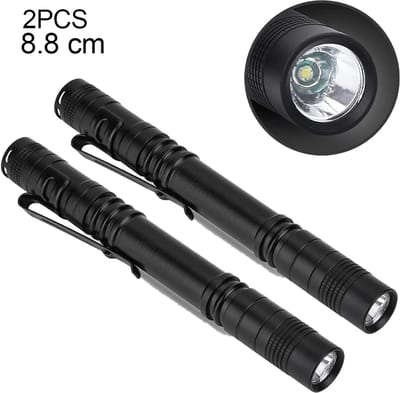 Oneay Mini LED zaklamp op batterijen (2 stuks) – Handzame penlamp met hoge lichtopbrengst – Tactisch model voor kamperen, outdoor, noodgevallen en dagelijks gebruik – Batterijen niet inbegrepen