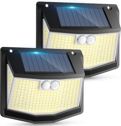 Set van 2 Krachtige LED Buitenlampen op Zonne-energie met Bewegingsmelder - 270° Rotatie & IP65 Waterdicht
