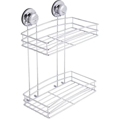 Aquavive Doucherek - Met Zuignappen - 2-laags - Rechthoek - Verchroomd - 26x35x8cm