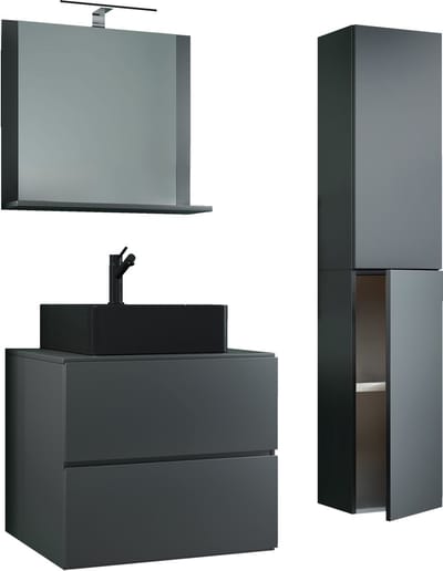 4-delig badmeubel Wastafel Badkamermeubelset Wastafel Lendas-BL Breedte 60 cm Lade